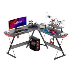 GAMEON Slayer I Series L-Shaped Gaming Desk Black