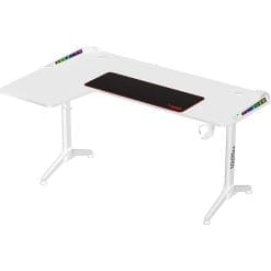 L-Shaped Gaming Desk RGB Left with LED Lights in White