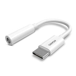 Type C to 3.5mm USB Type C Female AUX Jack Audio Converter – For Headphone, Charging Adapter, White