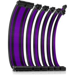 Antec Power Supply Sleeved Cable Kit, 24pin ATX, 4+4pin EPS, 8-pin PCI-E, 6pin PCI-E, 30cm Length with Combs – Purple-Black