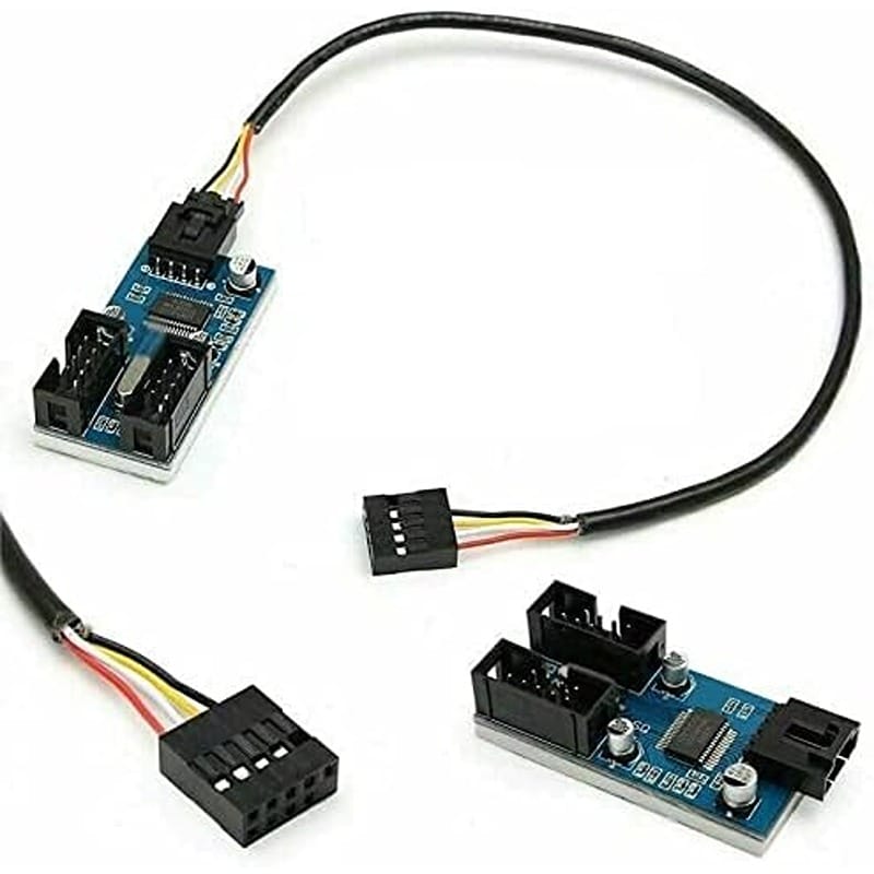 Motherboard USB 2.0 9 Pin Header 1-to-2 Extension Hub Splitter Adapter – Converter MB, One USB 2.0 Female to 2 Female, 30cm Cable, 9 Pin Male Adapter Port Multiplier - Image 3
