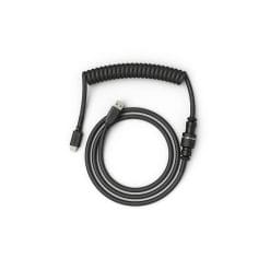 Glorious Coiled USB Type-C Keyboard Cable – Artisan Braided, Tight Springy Coils, 5-Pin Aviator Detachable Connector, Plastic Molded USB Housing, 90° Cable Orientation, 1.3M, Black | GLO-CBL-COIL-BLACK