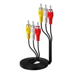 FEDUS 3RCA Male to 3RCA Male Stereo Audio Video Cable - Gold Plated, 3 Meter Length for DVD, VCD, TV, Amplifier, Projector