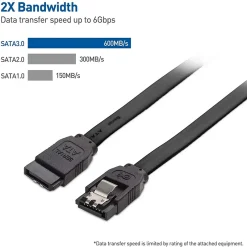 SATA Cable (6 Gbit/s) – Straight Data Cable with Locking Latch for HDD, SSD, CD, and DVD Drives