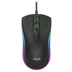 Havit MS72 Wired Gaming Mouse on a gaming desk setup