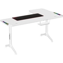 White LED Gaming Desk for Multi-Monitor Setup