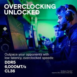 ذاكرة Crucial Pro Overclocking لسطح المكتب بسعة 32GB (2x16GB) DDR5 وبتردد 6000MHz وC36 وUDIMM – أسود