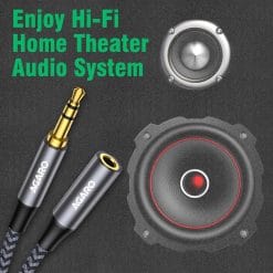 Male-to-Female Extension Audio Cable – 3.5mm AUX, Gold-Plated Mobile Phone Headset Extension, 2 Meters