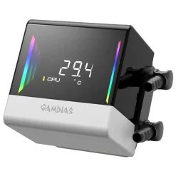 White GAMDIAS CHIONE E4 AIO with ARGB lighting effects