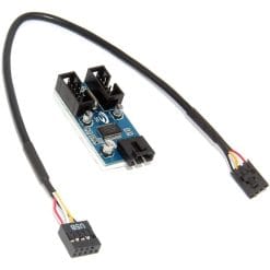 Motherboard USB 2.0 9 Pin Header 1-to-2 Extension Hub Splitter Adapter – Converter MB, One USB 2.0 Female to 2 Female, 30cm Cable, 9 Pin Male Adapter Port Multiplier