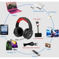 Redragon H818 PRO PELOPS Wireless/AUX Virtual 7.1 Surround Gaming Headset, 12-Hour Battery Life, Lightweight for PC, PS4/5, XBOX & Smartphone