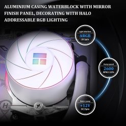 White Aqua Elite 240 ARGB cooler with Intel and AMD support