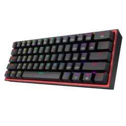 Redragon Fizz Pro K616-RGB Ultra-Portable Wired/Wireless RGB Mechanical Gaming Keyboard - 61 Keys, Hot-Swappable Red Switch, Bluetooth & 2.4G Connectivity, 20 Backlight Modes, Black | K616-RGB
