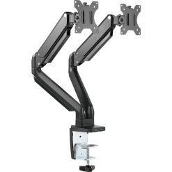 Twisted Minds Premium Dual Monitor Arm – Aluminum Gas Spring Pole Mounted, Detachable VESA Plate, 2 Accessible USB 3.0 Ports, Free Tilt Design, Black (Model TM-26-C012U)