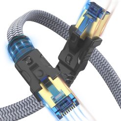 Cat 8 Ethernet Cable – 40Gbps, 2000MHz, Heavy Duty Braided Shielded RJ45 LAN Cable for Gaming, PS4/PS5, High-Speed Network & Streaming