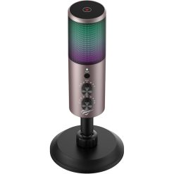 Havit GK61 RGB Gaming Microphone – USB Condenser Mic with RGB Lighting, Noise Reduction, Adjustable Stand, Plug & Play for PC, Streaming, Podcasting, and Gaming Black & Ochre