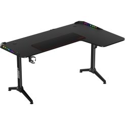 Twisted Minds Warrior L-Shaped Gaming Desk Black with RGB Lighting