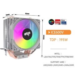 Aigo ICE600V CPU Cooler mounted in PC with RGB lighting