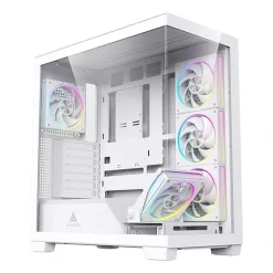 حافظة الألعاب Acegeek Nebula White ATX – 5 مراوح RGB، زجاج مقسّى، ودعم رادياتير بحجم 360 مم