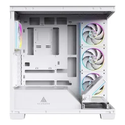 حافظة الألعاب Acegeek Nebula White ATX – 5 مراوح RGB، زجاج مقسّى، ودعم رادياتير بحجم 360 مم