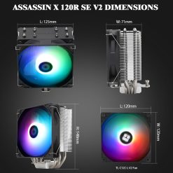 Thermalright Assassin X 120R SE V2 CPU Air Cooler 120mm RGB PWM Fan S-FDB Bearing 4×6mm Heat Pipes 1550RPM Compatible with Intel LGA 1851/1700/1200/115X and AMD AM4/AM5