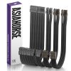 AsiaHorse 16AWG Sleeved PSU Extension Cable Kit Soft Braided Custom Mod Cables with Comb Set 24-Pin 8-Pin 6+2-Pin 4+4-Pin Connectors 30CM - Bright Black