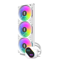 darkFlash DO360 360mm AIO Liquid CPU Cooler, Segment LCD, ARGB, Intel & AMD Compatible — White