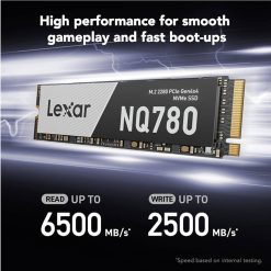Lexar NQ780 1TB M.2 NVMe PCIe Gen4×4 SSD, Up to 6500MB/s Read, 2500MB/s Write, 600TBW Endurance
