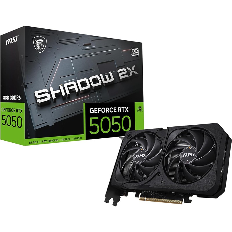 MSI Gaming GeForce RTX 5050 Shadow 2X OC | 8GB GDDR6, 128-bit, 2617 MHz Boost, HDMI 2.1b & DisplayPort 2.1a - Black