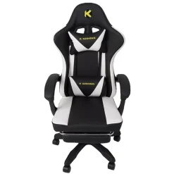 KGAMING KGS-002 Ergonomic Gaming Chair Adjustable Recline with Footrest PU Leather Linkage Armrest Medium Size - BLACK & White (GCH-0006)