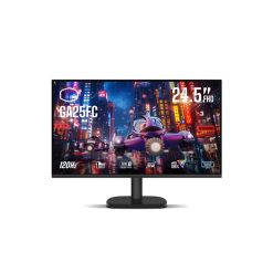 شاشة الألعاب Cooler Master GA25FC مقاس 24.5 بوصة بدقة FHD ولوحة IPS وتردد 120Hz وزمن استجابة 1ms MPRT ومزامنة تكيفية، مزودة بمنافذ HDMI وVGA ودعم VESA ‏100×100 - أسود