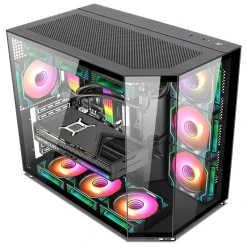 صندوق الألعاب Xander Crystal 7 Black ARGB متوسط البرج – زجاج مقسّى، 7 مراوح ARGB مثبتة مسبقًا، تصميم بتدفق هواء مرتفع، ومساحة داخلية واسعة لتجميعات ATX/Micro-ATX/ITX