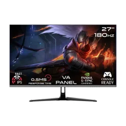 شاشة ألعاب GAMEON مقاس 27″ بدقة FHD – معدل تحديث 180Hz، زمن استجابة 0.5 مللي ثانية، HDMI 2.0، مزامنة تكيفية ومتوافقة مع G-Sync، لوحة VA سريعة – أسود (GOPS27180VA)