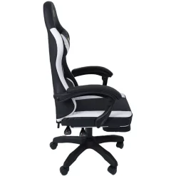 KGAMING KGS-002 Ergonomic Gaming Chair Adjustable Recline with Footrest PU Leather Linkage Armrest Medium Size - BLACK & White (GCH-0006)