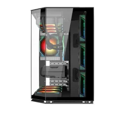 صندوق الألعاب Xander Crystal 7 Black ARGB متوسط البرج – زجاج مقسّى، 7 مراوح ARGB مثبتة مسبقًا، تصميم بتدفق هواء مرتفع، ومساحة داخلية واسعة لتجميعات ATX/Micro-ATX/ITX