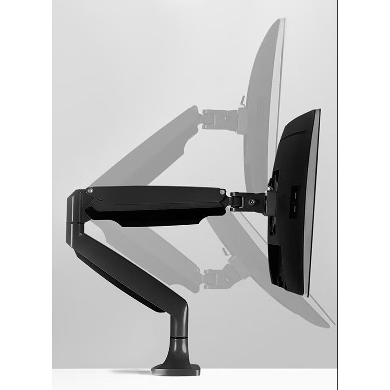 Adjustable Gas Spring Single Monitor Arm Desk Mount Full Motion VESA 21–32 Inch Clamp & Grommet Base - Black - Image 2