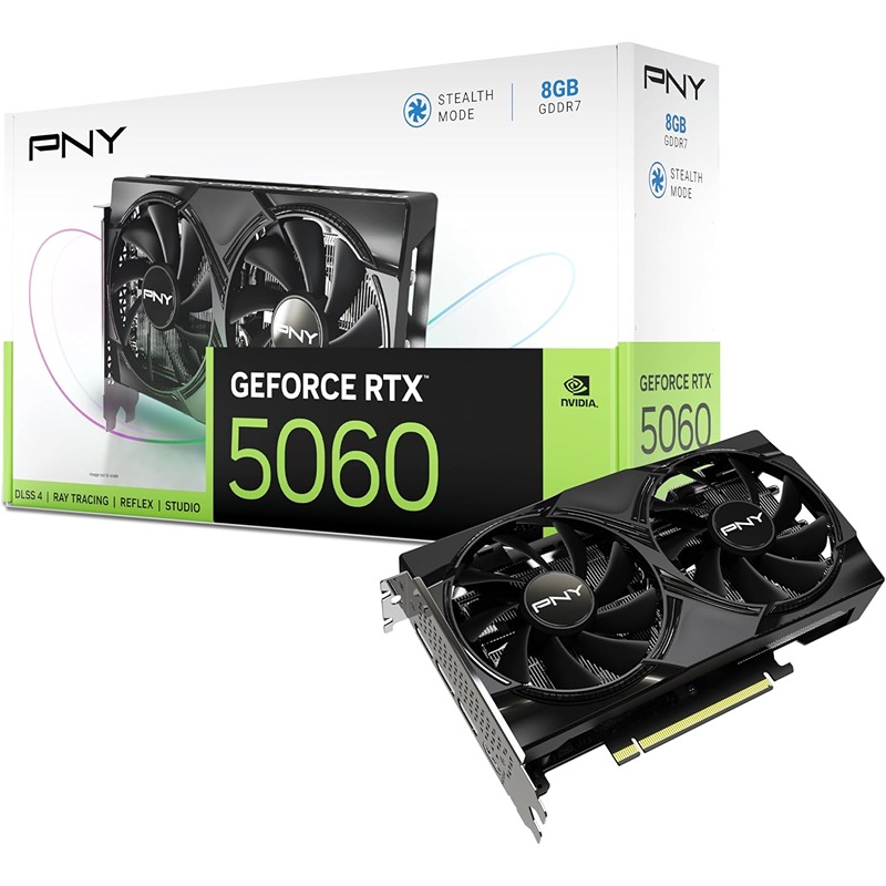 PNY GeForce RTX 5060 (OC) Dual Fan 8GB GDDR7 Gaming Graphics Card DLSS 4 PCIe 5.0 Blackwell Architecture