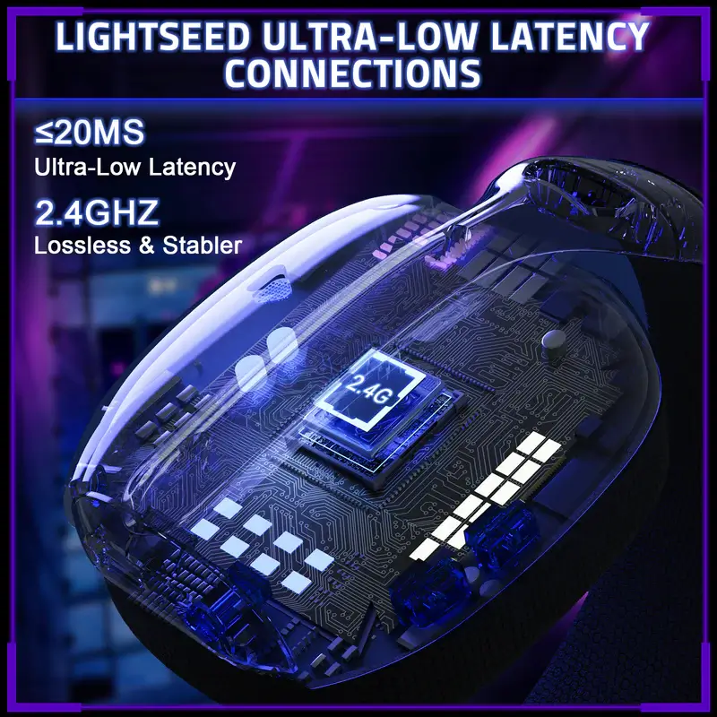 Buy Attack Shark L80 Pro Wireless Gaming Headset in Bahrain | Tri-Mode 2.4GHz, Bluetooth 5.3 & Wired - Image 3