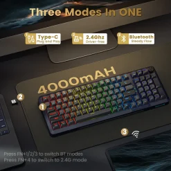 Redragon Bragi Pro, Creamy Switches, Tri-Mode, GASKET Mounted, Gaming keyboard | K686GB-RGB-PRO