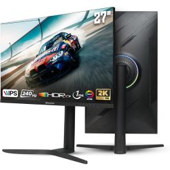 DARKFLASH S275QR 27-Inch QHD 240Hz Fast IPS Gaming Monitor with 1ms Response Time, HDR10+, 100% sRGB, ARGB Backlight - Black