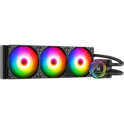 TORTOX Nivora Vibe 360mm ARGB AIO Liquid CPU Cooler with Digital Temperature Display, 300W TDP, 3000RPM Pump - Black