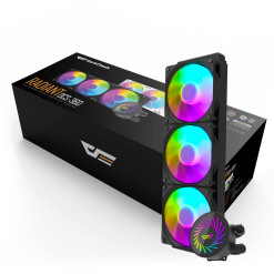 DARKFLASH Radiant DCS 360 ARGB 360mm AIO Liquid CPU Cooler with 120mm Fans, 84.2 CFM Airflow, 2000RPM Fan Speed - Black