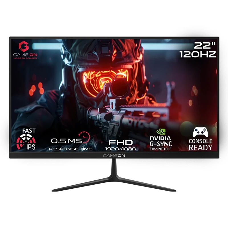 GAMEON GOES22FHD120IPS 22-Inch FHD Fast IPS Gaming Monitor – 120Hz, 0.5ms MPRT, HDMI 2.1, PS5 Support, Black