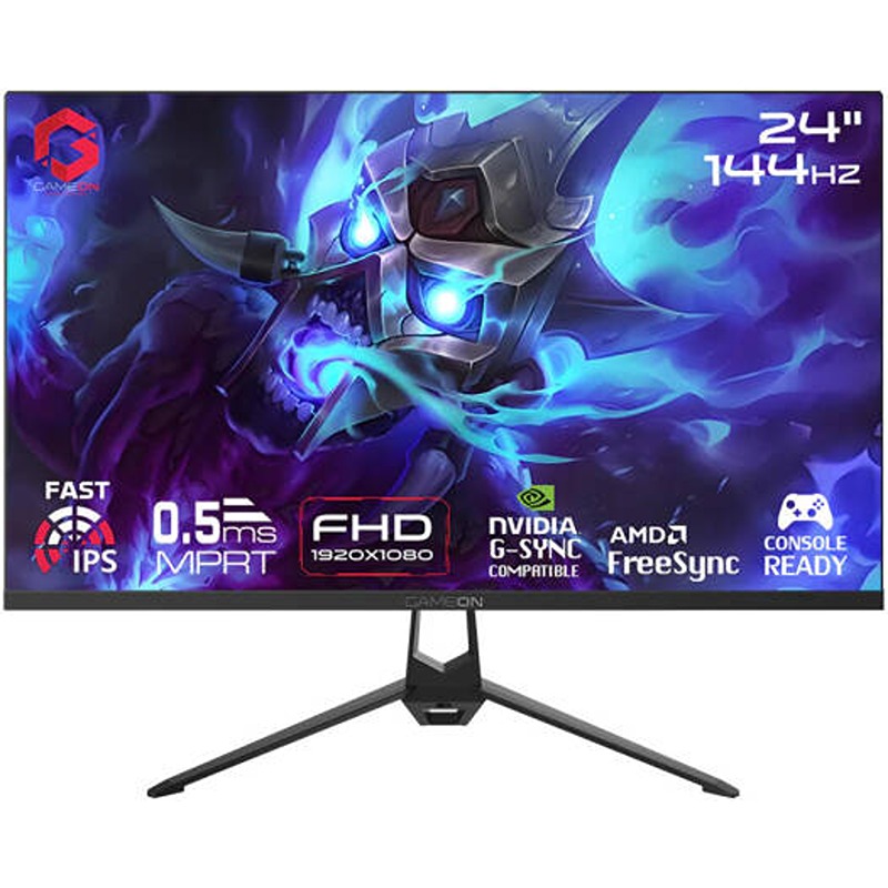 GAMEON Essential Series GOES24FHD144IPS 24" FHD IPS Gaming Monitor, 144Hz, 0.5ms MPRT, FreeSync/Adaptive-Sync & GamePlus - Black