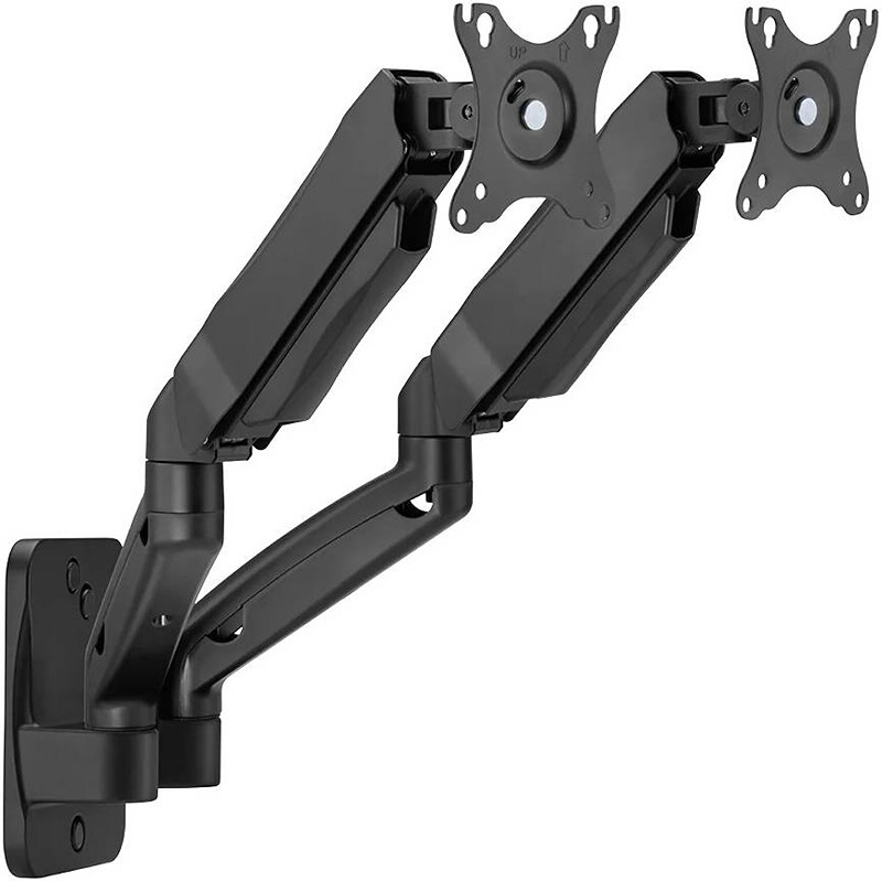 GAMEON GO-5008 Wall Mounted Dual Monitor Arm for 17"–32" Displays, Up to 9KG Capacity, ±180° Rotation & Cable Management - Black - Image 2