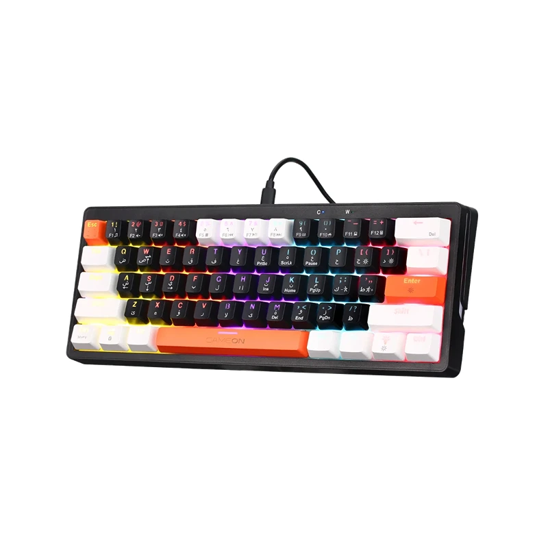 GAMEON AEROX GOMK60-RS 60% RGB Mechanical Gaming Keyboard, 61-Key Compact Layout, Red Switch, 17 RGB Modes, Detachable USB Type-C, English/Arabic - Black - Image 2