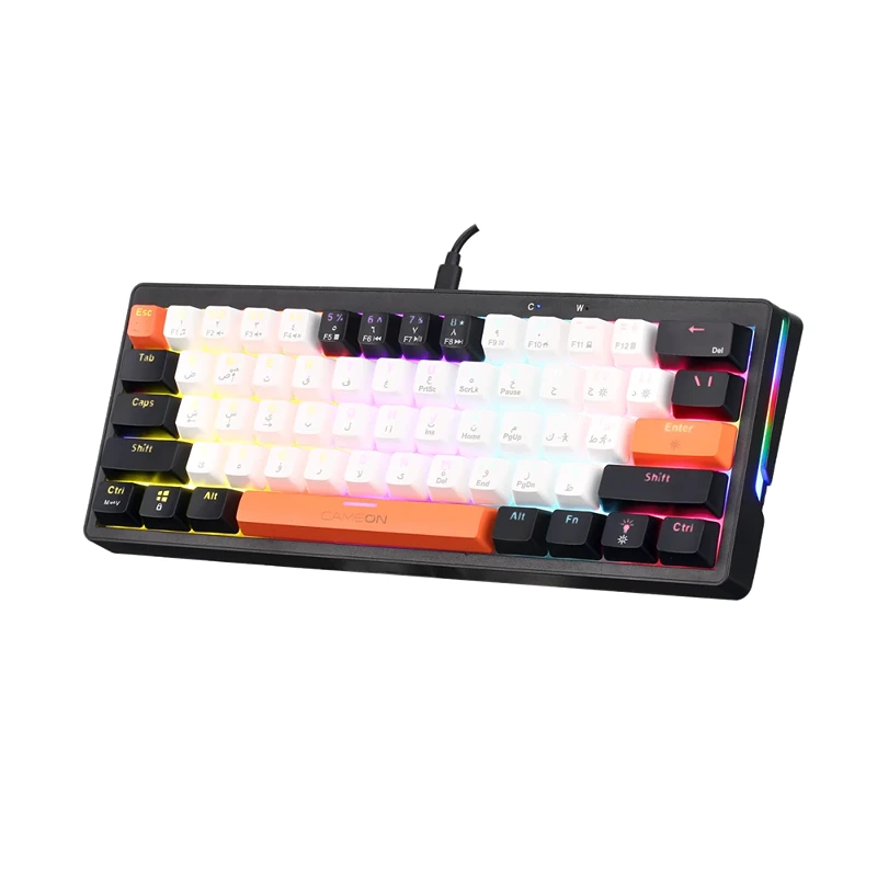 GAMEON AEROX GOMK160-RS 60% RGB Mechanical Gaming Keyboard, 61-Key Compact Layout, Linear Red Switch, 17 RGB Modes, Detachable USB Type-C, English/Arabic - Black - Image 2