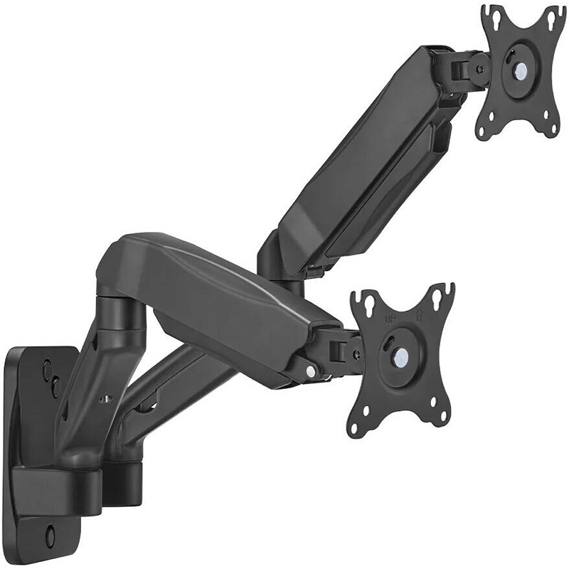 GAMEON GO-5008 Wall Mounted Dual Monitor Arm for 17"–32" Displays, Up to 9KG Capacity, ±180° Rotation & Cable Management - Black - Image 3